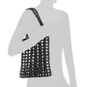 Straw Studios Black Beaded Tote